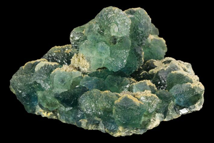 Blue-Green Fluorite Crystals with Quartz - China #128803